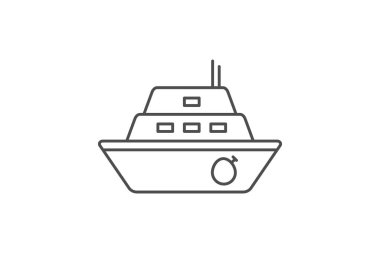 Feribot, Deniz Taşımacılığı, Su Seyahati, ince çizgi simgesi, gri dış hat simgesi, piksel mükemmel simge