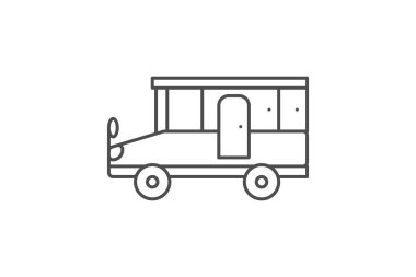 Motorhouse, Eğlence Aracı (RV), ince çizgi simgesi, gri dış hat simgesi, piksel mükemmel simge