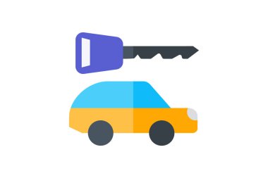 Araba kiralama, araba kiralama servisi, esnek kiralama, düz renk simgesi, piksel mükemmel simge