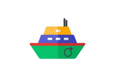 Feribot, Deniz Taşımacılığı, Su Seyahati, Düz renk simgesi, Piksel mükemmel simge