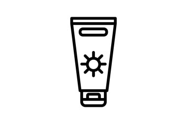 Güneş kremi, ultraviyole koruma, cilt kremi, güneş kremi, çizgi simgesi, dış hat simgesi, vektör simgesi, piksel mükemmel simge