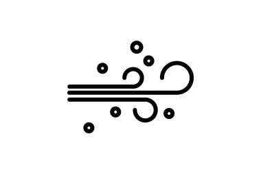 Toz, toz fırtınaları, toprak parçacıkları, çizgi simgesi, dış hat simgesi, vektör simgesi, piksel mükemmel simge