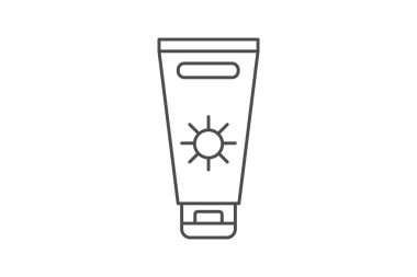 Güneş kremi, ultraviyole koruma, cilt kremi, güneş kremi, ince çizgi simgesi, gri dış hat simgesi, piksel mükemmel simge