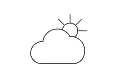 Cloudy Skies, Broken cloud cover, Inconstant cloud formations  thin line icon, grey outline icon, pixel perfect icon clipart