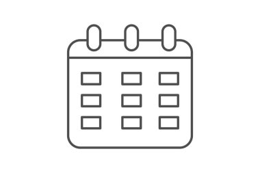 Tarih kaydı, olay zamanlaması, zaman ölçümü, simge ince çizgi simgesi, gri dış hat simgesi, piksel mükemmel simge