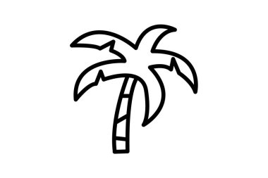 Palmiye Ağacı, Palmiyeler, Tropikal Ağaçlar, Çizgi Simgesi, Taslak simgesi, vektör simgesi, piksel mükemmel simge
