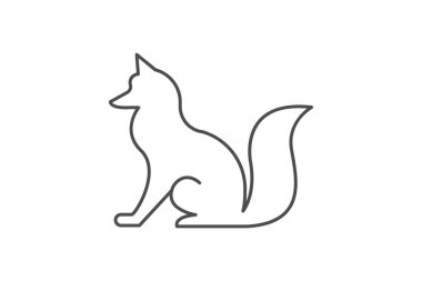 Tilki, ince çizgi simgesi, gri dış hat simgesi, piksel mükemmel simge