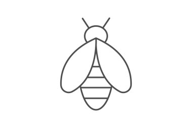 Arı, polen taşıyıcı, böcek, bal arısı, ince çizgi ikonu, gri dış hat ikonu, piksel mükemmel simge