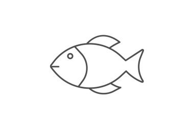 Balık, Su hayatı ince çizgi simgesi, gri dış hat simgesi, piksel mükemmel simge