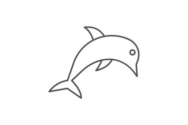 Yunus, Deniz Memelisi, Su Canavarı İnce çizgi simgesi, gri dış hat simgesi, piksel mükemmel simge