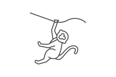 Maymun, Primat, Vahşi Yaşam, ince çizgi ikonu, gri dış hat ikonu, piksel mükemmel ikon