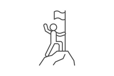 Dağ tırmanışı, Dağcılık, ince çizgi simgesi, gri dış hat simgesi, piksel mükemmel simge