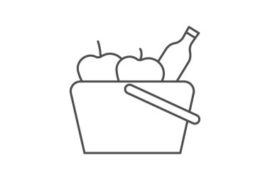 Piknik, Açık Hava Yemeği, Öğle Yemeği, İnce Çizgi Simgesi, Gri Çizgi Simgesi, Piksel Mükemmel Simge