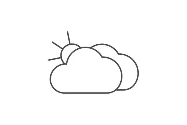 Cielo Nublado Cielo Cubierto Nubes Tiempo Sombrío Icono Línea Delgada — Vector de stock