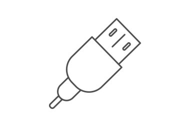 Veri Kablosu, Bağlantı, USB Kablo, ince çizgi simgesi, gri dış hat simgesi, piksel mükemmel simge