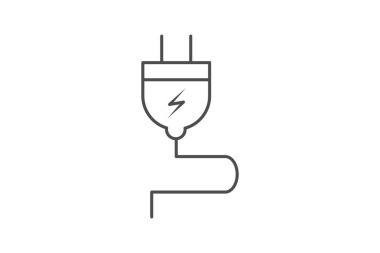 Güç Arzı, Elektrik Şarj, ince çizgi simgesi, gri dış hat simgesi, piksel mükemmel simge