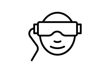 VR teknolojisi, Satır Simgesi, Taslak simgesi, vektör simgesi, piksel mükemmel simge