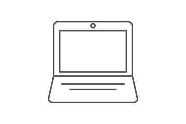 Mobil hesaplama, taşınabilir bilgisayarlar, ince çizgi simgesi, gri dış hat simgesi, piksel mükemmel simge