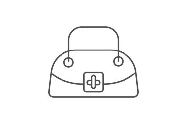 El çantası, moda aksesuarları, ince çizgi ikonu, gri dış hat ikonu, piksel mükemmel ikon