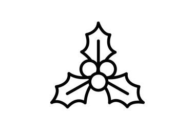 Holly, Şenlik Yaprağı, Satır Simgesi, Taslak simgesi, vektör simgesi, piksel mükemmel simge