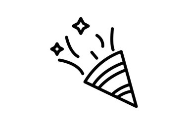 Flamalar, Parti Dekoru, Satır Simgesi, Taslak simgesi, vektör simgesi, piksel mükemmel simge