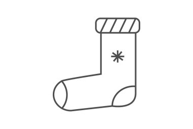 Çorap, Noel geleneği, ince çizgi ikonu, gri dış hat ikonu, piksel mükemmel ikon