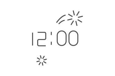 Yeni yıl arifesi, ince çizgi simgesi, gri dış hat simgesi, piksel mükemmel simge