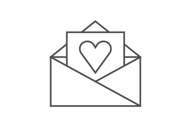 Aşk Mektubu, Romantik Yazışmalar, ince çizgi simgesi, gri dış hat simgesi, piksel mükemmel simge