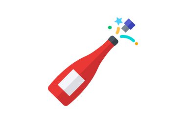 Şampanya, köpüklü şarap, düz renk ikonu, piksel mükemmel ikon