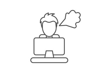 Blogger, Bloglama, Yazma, İçerik Oluşturma, ince çizgi simgesi, gri dış hat simgesi, piksel mükemmel simge