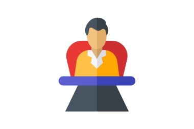 Akıllı telefon simgesi, vektör illüstrasyonu olan iş adamı