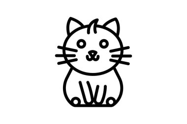 Kedi vektör çizgisi simgesi, dış hat simgesi, piksel mükemmel simge
