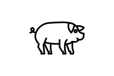 Domuz vektör çizgisi simgesi, dış hat simgesi, piksel mükemmel simge