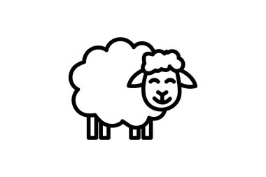 Koyun vektör çizgisi simgesi, dış hat simgesi, piksel mükemmel simge