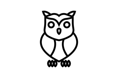 Baykuş vektör çizgisi simgesi, dış hat simgesi, piksel mükemmel simge