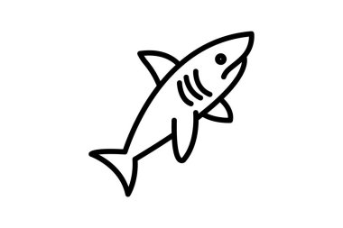 Köpekbalığı vektör çizgisi simgesi, taslak simgesi, piksel mükemmel simge