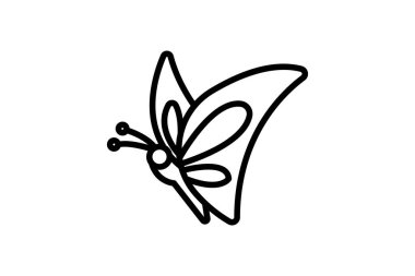 Kelebek vektör çizgisi simgesi, dış hat simgesi, piksel mükemmel simge