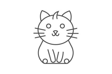 Kedi ince çizgi vektör simgesi, dış hat simgesi, piksel mükemmel simge