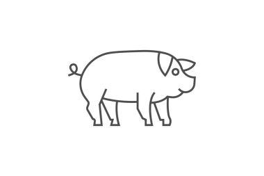 Domuz ince çizgi vektör simgesi, dış hat simgesi, piksel mükemmel simge