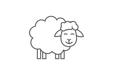 Koyun ince çizgi vektör simgesi, dış hat simgesi, piksel mükemmel simge