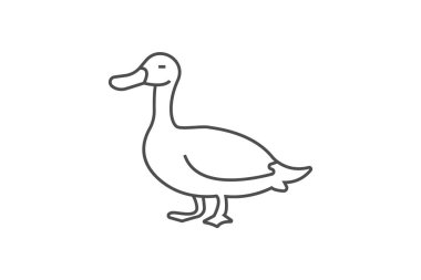 Ördek ince çizgi vektör simgesi, dış hat simgesi, piksel mükemmel simge