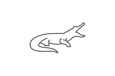 Timsah ince çizgi vektör simgesi, dış hat simgesi, piksel mükemmel simge