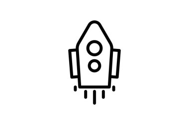 Roket Fırlatma ve Uzay Teknolojisi çizgi simgesi, dış hat simgesi, vektör, piksel mükemmel simge