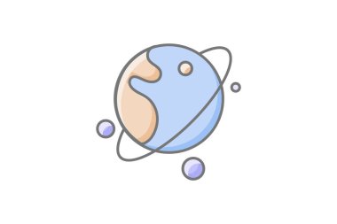 Gezegen Gövdelerinin Keşfi ve Araştırması Muhteşem doğrusal renk simgesi, Renk ana hatları simgesi, vektör, piksel mükemmel simge