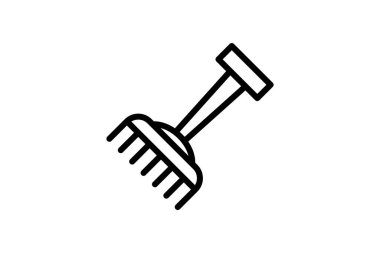 Bahçe tırmığı çizgisi simgesi, dış hat simgesi, vektör, piksel mükemmel simge