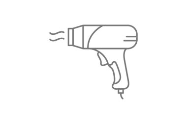 Isı Silahı Aracı gri çizgi simgesi, 1px vuruş simgesi, dış hat simgesi, vektör, piksel mükemmel simge