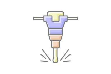 Yapı matkabı muhteşem çizgi renk simgesi, renk ana hatları simgesi, vektör, piksel mükemmel simge