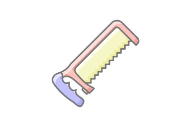 Demir Testere Aracı muhteşem çizgi renk simgesi, renk taslak simgesi, vektör, piksel mükemmel simge