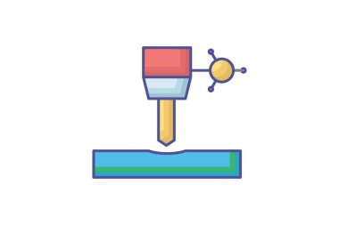 Drill Basın Ekipmanı renk simgesi, renk taslak simgesi, vektör, piksel mükemmel simge