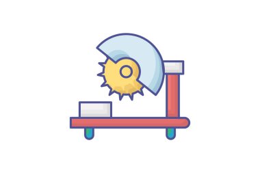 Miter Testere Aracı doğrusal renk simgesi, renk çizgisi simgesi, vektör, piksel mükemmel simge